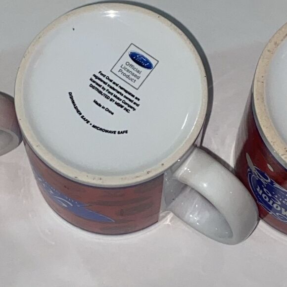 3 Different Four Motor Co Automobile Coffee Mugs Ford Lightning Bolt Crest Red - Picture 5 of 9